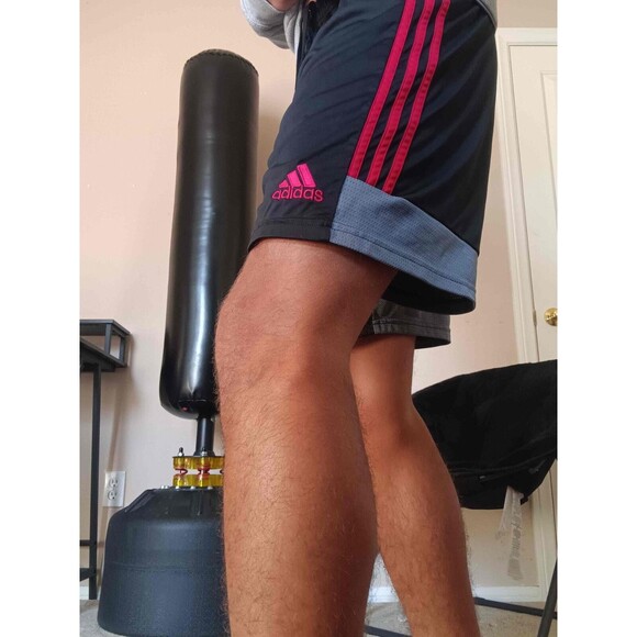 Adidas Vintage Rare Silky Soccer Shorts Sports Black Red Medium - Picture 3 of 12